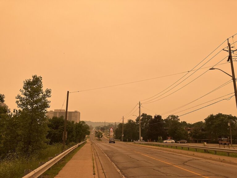 Wildfire smoke in St. Catharines, Ontario and Niagara Region. Smoke originated from the 2026 wildfires in the prairies.