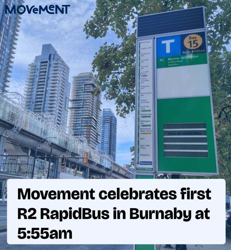 RELEASE: Movement celebrates first R2 RapidBus in Burnaby at 5:55am